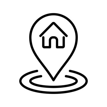 Delivery location icon vector. Road path like thin line map geolocation