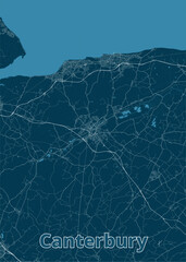 Canterbury, United Kingdom artistic blueprint map poster