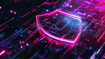 Obraz premium Cyber Security Shield on Circuit Board