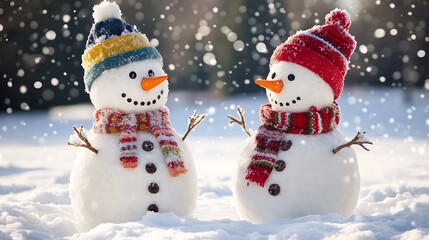 Fototapeta premium snowman in the snow
