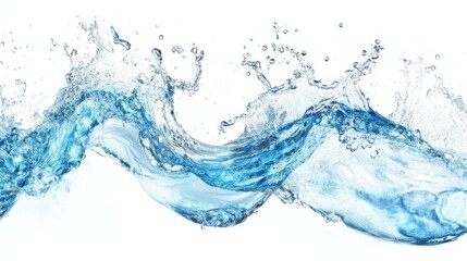 Splashing Water Wave Isolated on White Background.