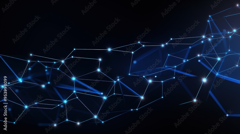 Poster a digital abstract representation of interconnected nodes and lines, symbolizing technology and netw