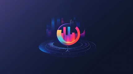 Abstract 3D Colorful Chart with Data Visualizations