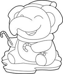 Elephant Christmas Candy cane Animal Vector Graphic Art Illustration