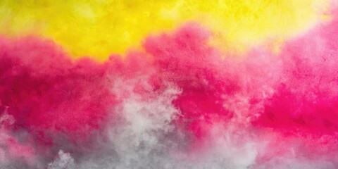 Obraz premium A vivid cloud of pink and yellow smoke fills the sky.