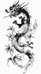 Black and White Dragon Tattoo Design