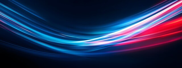 Naklejka premium Abstract background with blurred speed lines in blue and red colors, a technology-themed concept