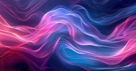 Fototapeta premium A vibrant abstract composition featuring flowing waves of pink and blue hues, creating a sense of motion and depth.