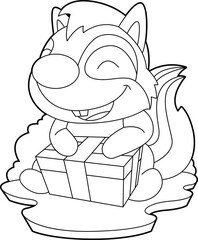 Skunk Christmas Package Animal Vector Graphic Art Illustration
