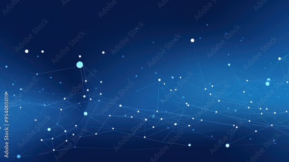 Poster a digital abstract background featuring interconnected nodes and lines in shades of blue, symbolizin