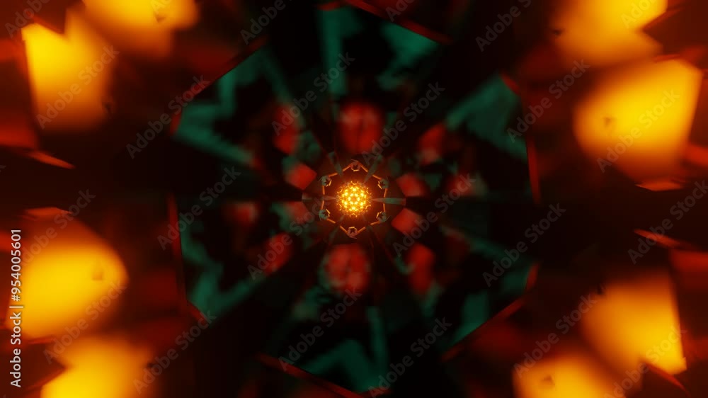 Poster flashing neon lights create a rhythmic, vibrant disco pattern in a seamless vj loop.
