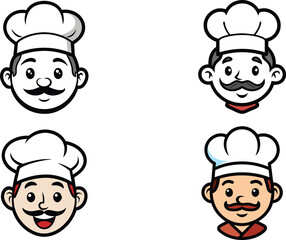Chef head vector line art illustration