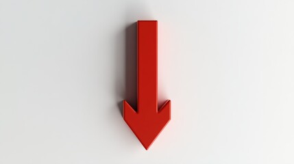 Red Arrow Pointing Downwards, isolated on a White Background