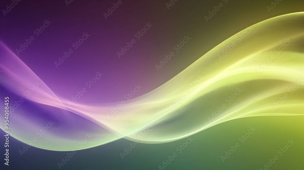 Poster smooth and seamless gradient background transitioning between soft shades of chartreuse and purple p