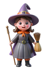 3D rendered Witch Character, Halloween Concept.