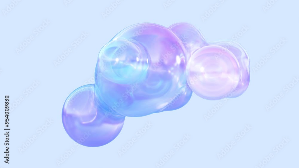 Poster metaball animation of morphing liquid blobs. background of 3d abstract colorful metaballs. in ultra 