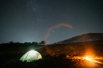 Camping in the starry night.