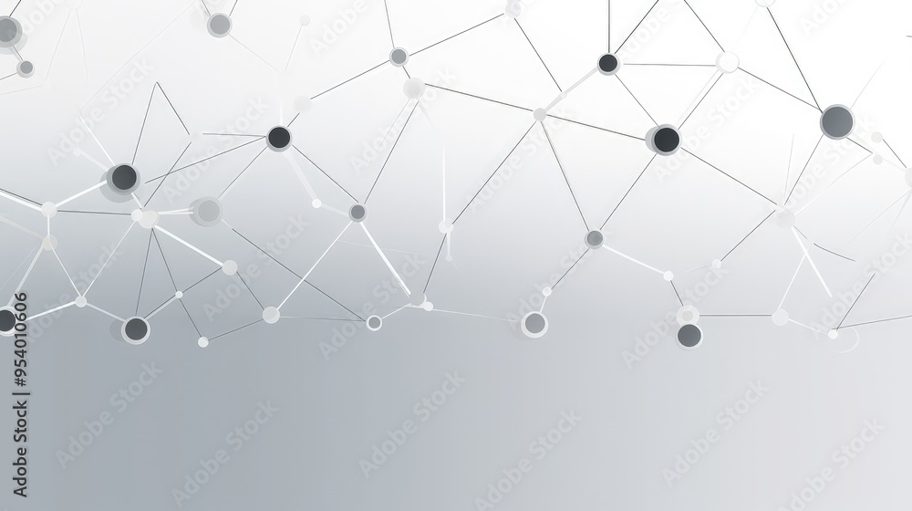 Poster abstract network of interconnected nodes and lines, symbolizing data and technology.