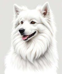 Fototapeta premium Illustration of a cute white dog on a light background