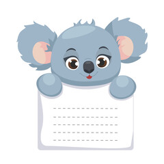 To-do list with cute Koala, kids template for memo planner, gift tags, note, stickers, reminder pad, invitations, checklists.