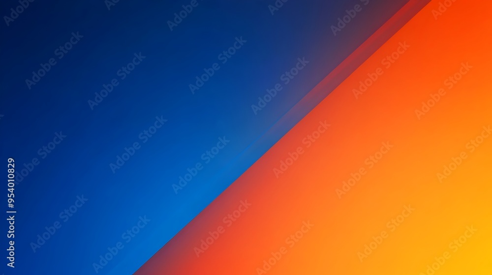 Poster harmonious gradient background with smooth transitions between shades of orange and royal blue provi