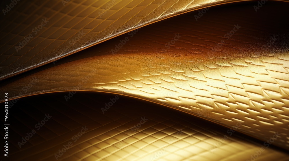 Poster a close-up of textured golden surfaces showcasing intricate patterns and a shimmering appearance.