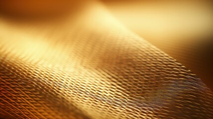 A close-up of textured golden fabric, showcasing its intricate patterns and sheen.