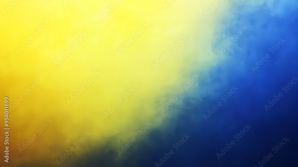 Poster minimalist smooth gradient background in lemon and indigo shades providing ample empty space for ove