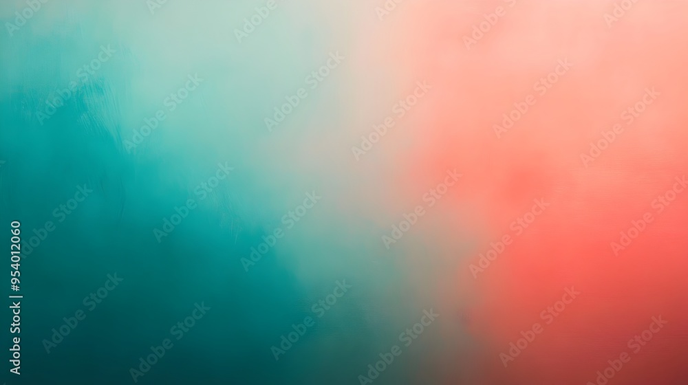 Poster smooth gradient background with seamless transitions between shades of teal and vermilion leaving am