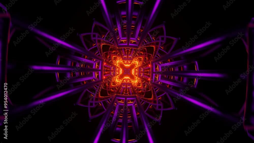Poster flashing neon lights create a vibrant, rhythmic pattern in a seamless disco vj loop.