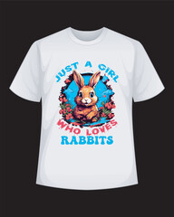Just a girl who loves rabbits Vector T-Shirt Design