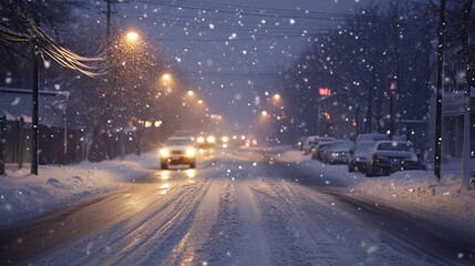 Intense snow storm blankets landscape in white, transforming the scene into a winter wonderland