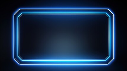 A glowing rectangular frame with a neon blue outline against a dark background, suitable for digital displays or graphics.