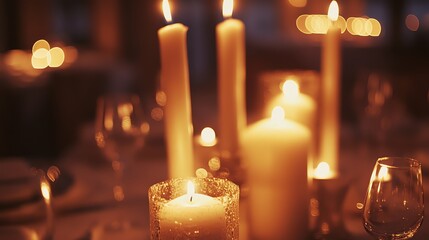 A single candle burns brightly in the darkness, casting a warm glow on the wooden table.