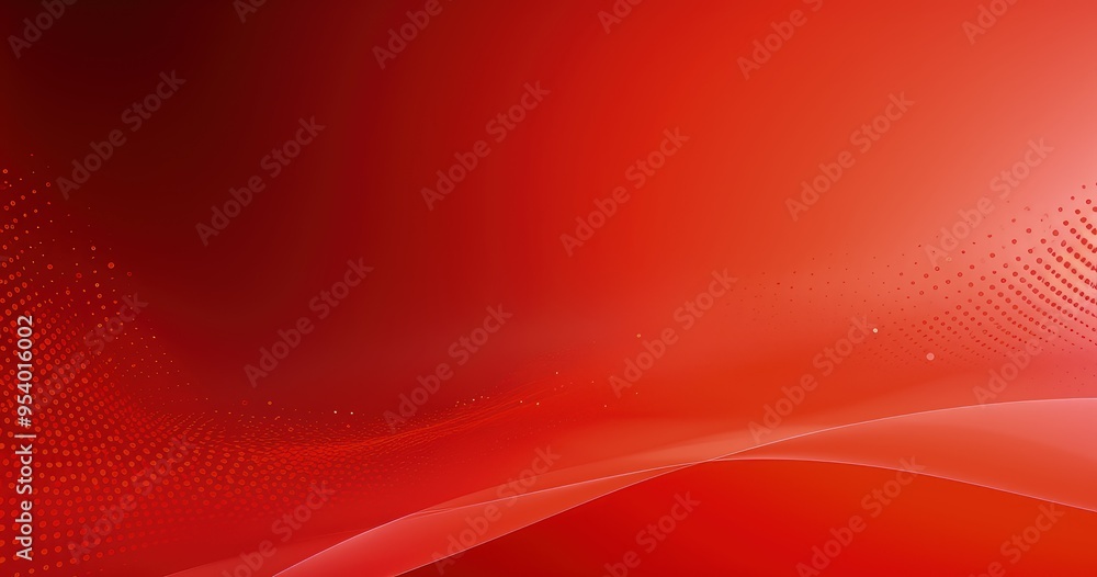 Poster a vibrant red abstract background with smooth curves and dotted patterns, suitable for digital desig