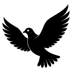 Obraz premium Black flying dove bird silhouette vector illustration