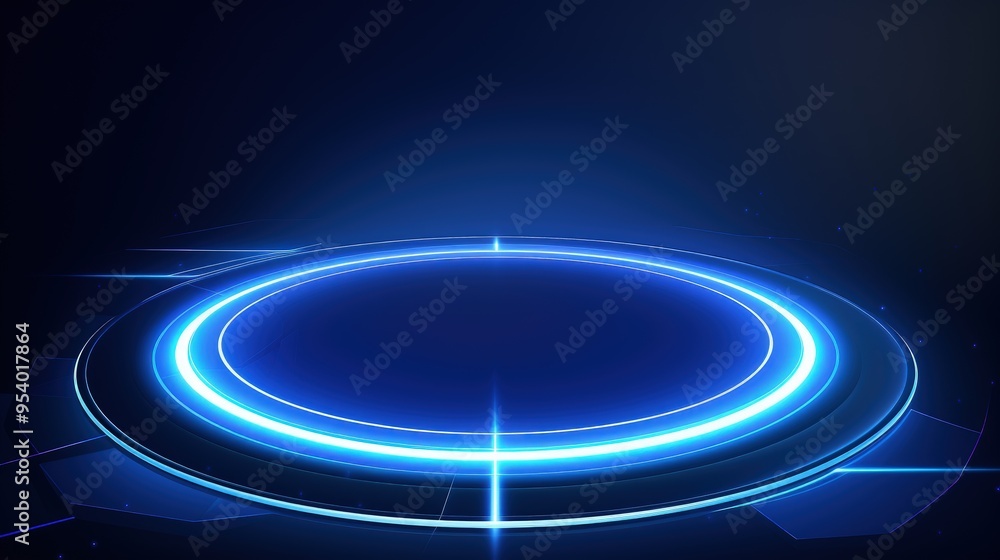 Poster a glowing circular interface with a futuristic design, suitable for tech presentations or digital di