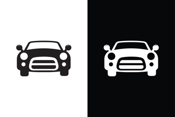 Fototapeta premium Classic Black and White Car Silhouette Vector Icon.