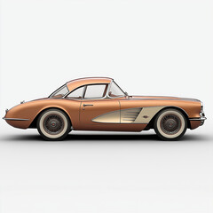 Fototapeta premium illustration of a classic vintage car on neutral background. generative ai