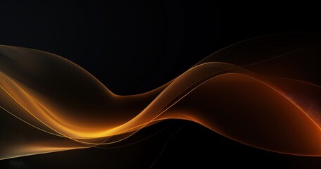 A smooth, flowing abstract design featuring warm orange and subtle yellow tones against a dark background.