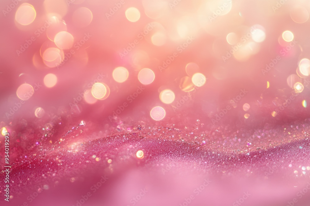 Poster Abstract pink background with bokeh. Ideal for adding a touch of elegance and sparkle to your designs.