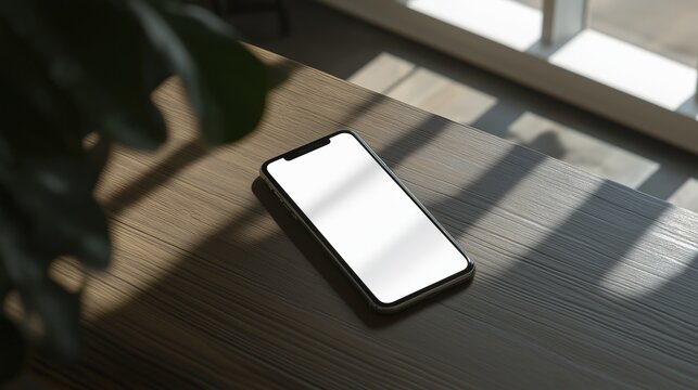Iphone on the table mockup stock photo. Selphone