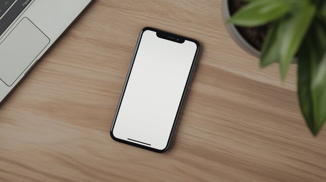 Iphone on the table mockup stock photo. Selphone