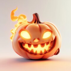 Fototapeta premium Glowing Jack-o'-Lantern with Fiery Smile