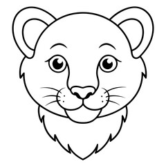 Adorable lion cub face in minimalist line art style.
