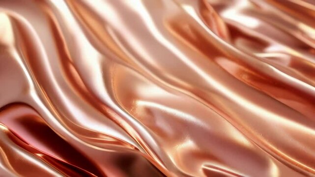 Abstract flowing metallic waves background in soft copper tones with a smooth and elegant sheen, perfect for luxury and modern design backgrounds
