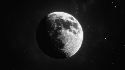 Moon in space. Moon at night. Planet. Full moon with crater