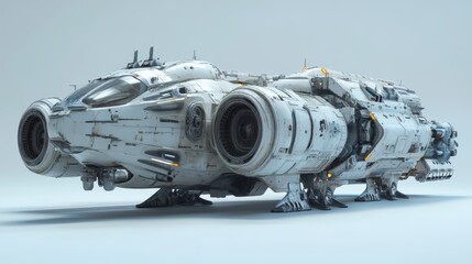 Space ship on white background
