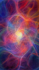 Fototapeta premium Abstract background consisting of an interweaving of multi-colored luminous lines diverging from the center. High quality illustration