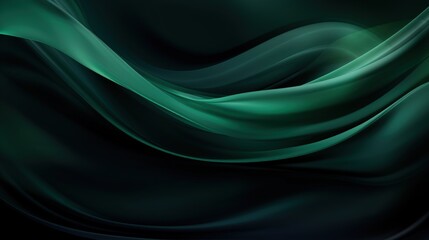 Obraz premium A smooth, flowing abstract design featuring shades of green and black, evoking a sense of calm and fluidity.